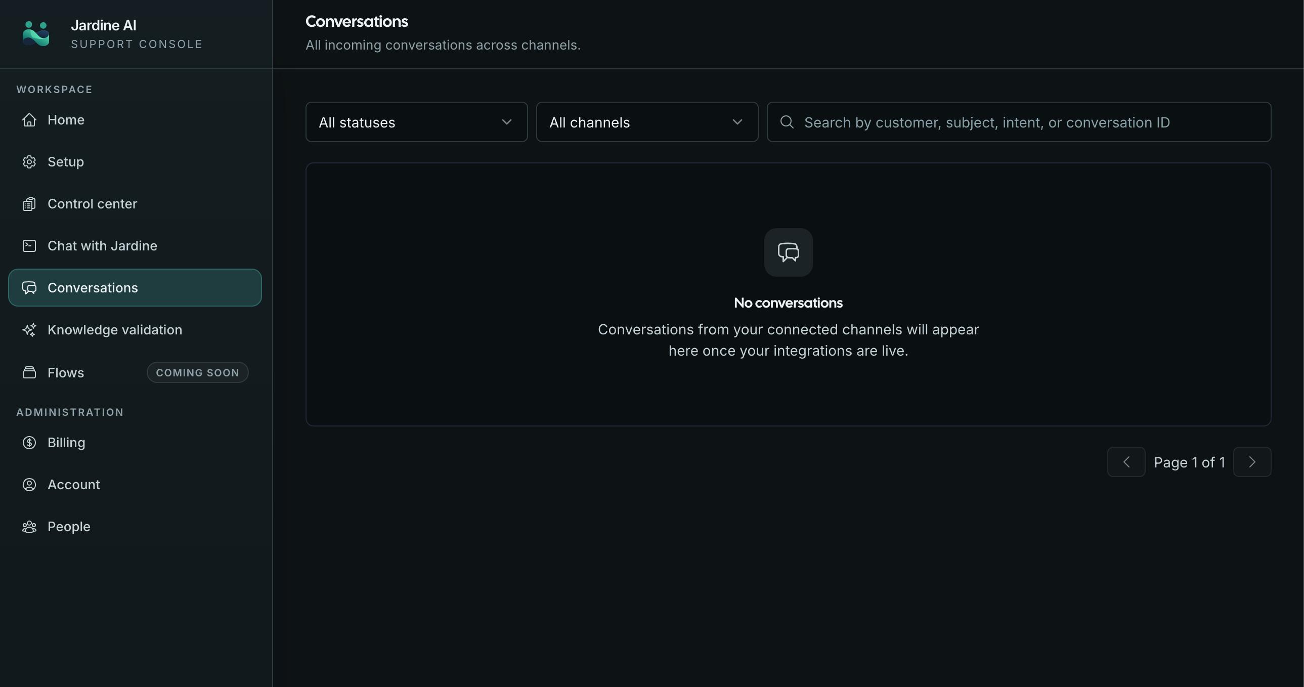 Jardine conversation inbox showing resolved tickets